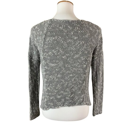 Helmut Lang Knit Sweater Gray Linen Blend Deep V Hem Detail Pullover P - Picture 2 of 5